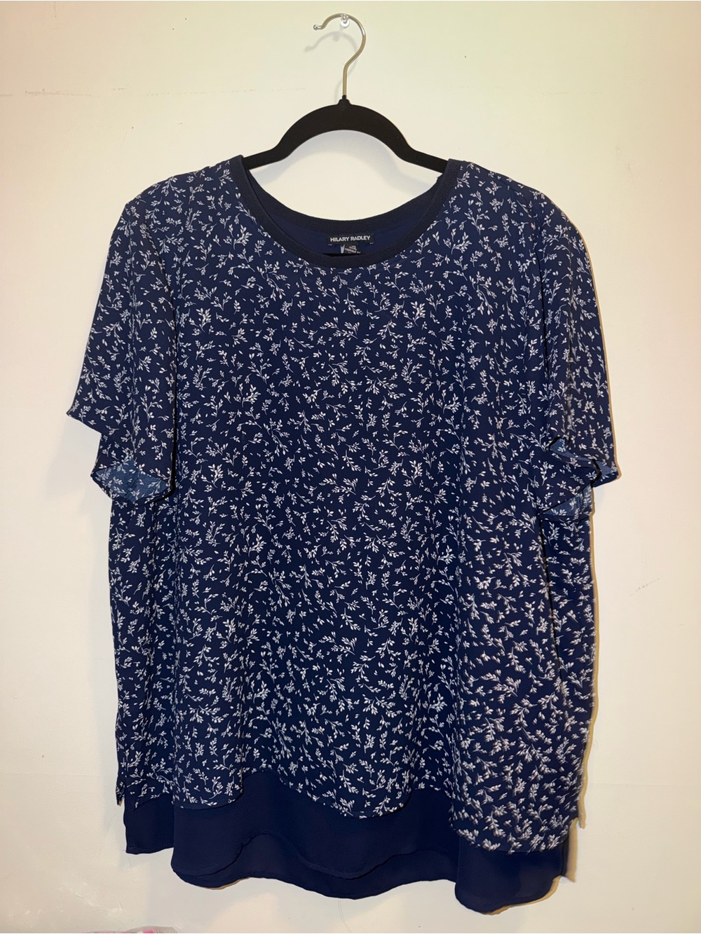 Hilary Radley Navy and White Floral Short Sleeve Tunic
